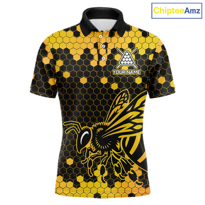 Hexagon Bee 8 Ball Pool Billiard Polo & Quarter-Zip Jerseys For Men Custom Billiard Team Appeal NYN2759