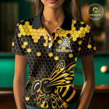Load image into Gallery viewer, Hexagon Bee 8 Ball Pool Billiard Polo &amp; Quarter-Zip Jerseys For Women Custom Billiard Team Appeal NYN2759
