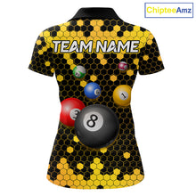 Load image into Gallery viewer, Hexagon Bee 8 Ball Pool Billiard Polo &amp; Quarter-Zip Jerseys For Women Custom Billiard Team Appeal NYN2759