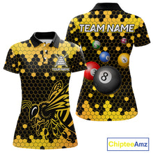 Load image into Gallery viewer, Hexagon Bee 8 Ball Pool Billiard Polo &amp; Quarter-Zip Jerseys For Women Custom Billiard Team Appeal NYN2759