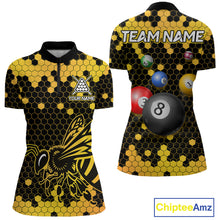 Load image into Gallery viewer, Hexagon Bee 8 Ball Pool Billiard Polo &amp; Quarter-Zip Jerseys For Women Custom Billiard Team Appeal NYN2759