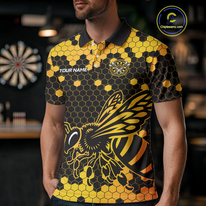 Honeycomb Pattern Bees Skull Dartboards Dart Shirts For Men, Custom Dart Jerseys NYN0053