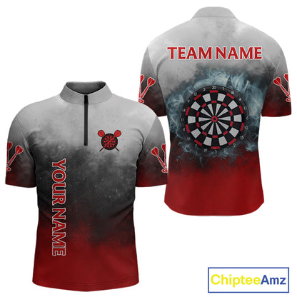 Custom Red And Blue Smoke Dartboards Dart Shirts For Men Grunge Dart Team Jerseys NYN0060