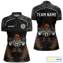 Load image into Gallery viewer, Grunge Brown Funny Dartboard Cowboy Gun Darts Shirt For Women Custom Camouflage Dart Team Jerseys NYN3163