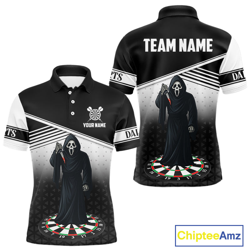Grim Reaper Dartboard Custom Black Darts Shirt For Men - Personalized Name For Players NYN0673