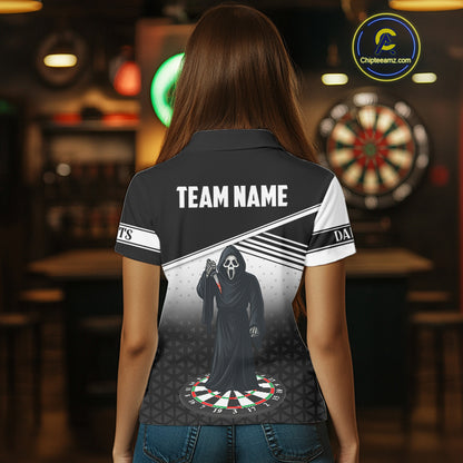 Grim Reaper Dartboard Custom Black Darts Shirt For Women - Personalized Name For Players NYN0673