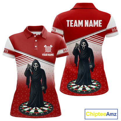 Grim Reaper Dartboard Custom Red Darts Shirt For Women - Personalized Name For Players NYN0674