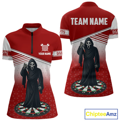 Grim Reaper Dartboard Custom Red Darts Shirt For Women - Personalized Name For Players NYN0674