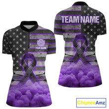 Load image into Gallery viewer, Purple Cloud Ribbon US Flag Dart Arrow Custom Breast Cancer Awareness Darts Women Quarter-Zip Shirt NYN1816
