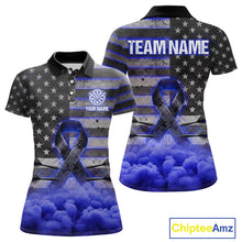 Load image into Gallery viewer, Blue Cloud Ribbon US Flag Dart Arrow Custom Breast Cancer Awareness Darts Women Polo Shirt NYN1817