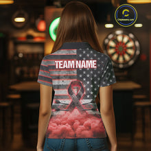 Load image into Gallery viewer, Red Cloud Ribbon US Flag Dart Arrow Custom Breast Cancer Awareness Darts Women Polo Shirt NYN1818
