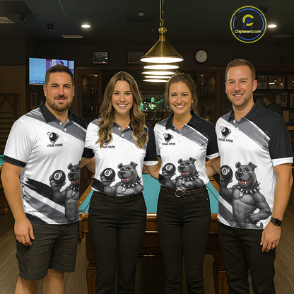 Grey And White Paint Funny Bulldog 8 Ball Billiard Pool Shirt For Women Custom Billiard Team Appeal NYN2765