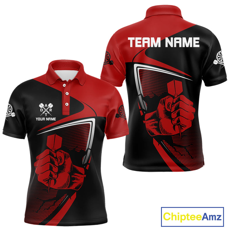 Custom Black And Red Dart Arrows Dart Shirts For Men Outfits Dart Team Jerseys NYN0064