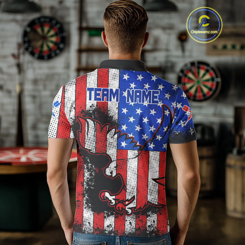 Grunge Eagle US Flag Pattern Custom Dart Shirt For Men, Dart Team Jerseys NYN0214