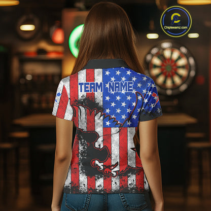 Grunge Eagle US Flag Pattern Custom Dart Shirt For Women, Dart Team Jerseys NYN0214