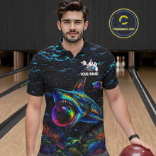 Load image into Gallery viewer, Funny Shark Ocean Neon Bowling  Jerseys For Men Custom Colorful Bowling Shirts Team Attire NYN3169