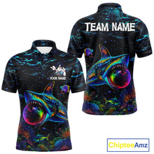Load image into Gallery viewer, Funny Shark Ocean Neon Bowling  Jerseys For Men Custom Colorful Bowling Shirts Team Attire NYN3169