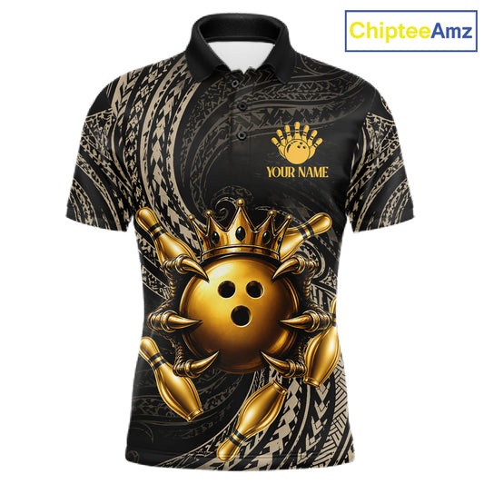 Black And Gold Crown Bowling Ball & Pin Jerseys For Men Custom Claws Skull Bowling Team Attire NYN3170