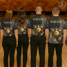 Load image into Gallery viewer, Black And Gold Crown Bowling Ball &amp; Pin Jerseys For Women Custom Claws Skull Bowling Team Attire NYN3170