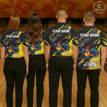 Load image into Gallery viewer, Personalized Colorful Funny Rooster Bowling Shirt For Women Yellow Grunge Bowling Team Jersey NYN3174