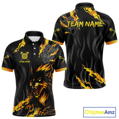Orange Ferocious Wolf Dart Arrow Funny Darts Shirt For Men - Customizable Name NYN0406