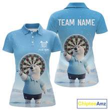 Load image into Gallery viewer, Custom Funny Polar Bear Plays Ice Dart Arrow Darts Polo Shirt For Women, Dart Team Jerseys NYN1819