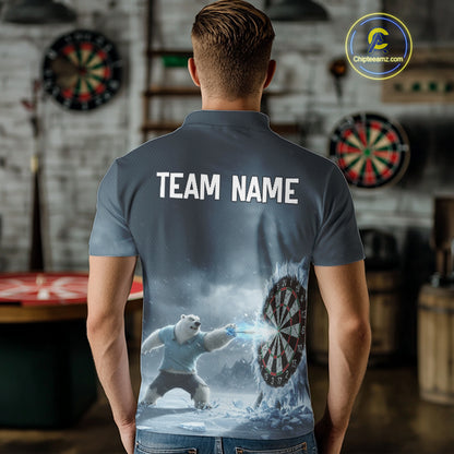 Custom Horror Polar Bear Ice Dartboard Darts Polo Shirt For Men, Funny Dart Team Jerseys NYN1820