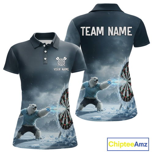 Custom Horror Polar Bear Ice Dartboard Darts Polo Shirt For Women, Funny Dart Team Jerseys NYN1820
