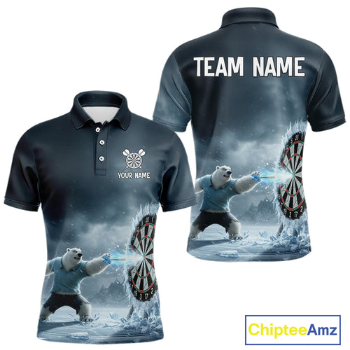 Custom Horror Polar Bear Ice Dartboard Darts Polo Shirt For Men, Funny Dart Team Jerseys NYN1820