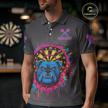 Load image into Gallery viewer, Custom Funny Bulldog Colorful Dartboard Darts Polo Shirt For Men Splatter Dart Jerseys NYN1826
