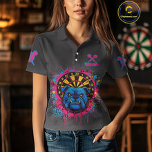 Load image into Gallery viewer, Custom Funny Bulldog Colorful Dartboard Darts Polo Shirt For Women Splatter Dart Jerseys NYN1826
