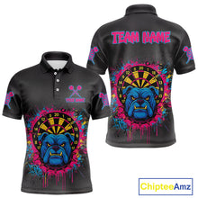 Load image into Gallery viewer, Custom Funny Bulldog Colorful Dartboard Darts Polo Shirt For Men Splatter Dart Jerseys NYN1826