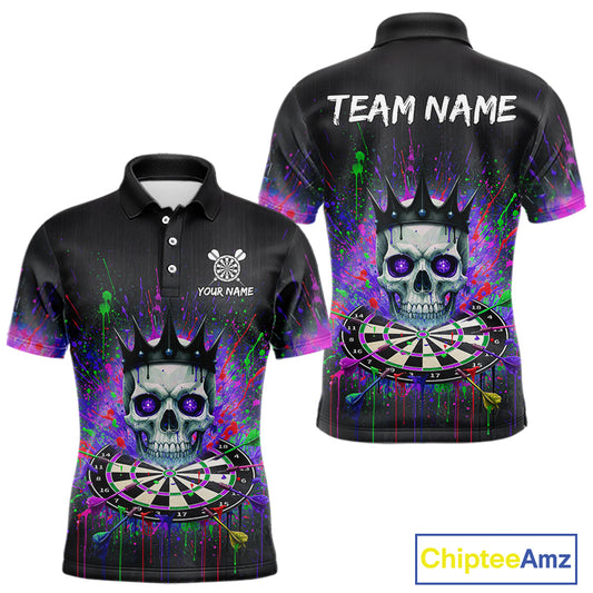 Grunge Pink Ribbon Dartboard Custom Breast Cancer Awareness Darts Polo Shirt For Men NYN1825