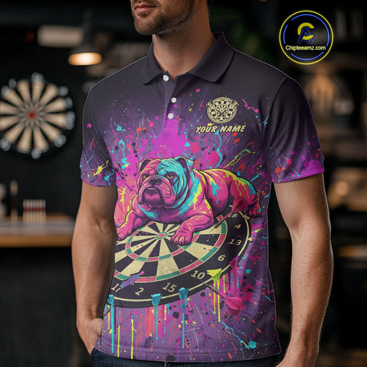 Funny Horror Cat Plays Dart Arrow Custom Darts Polo Shirt For Men, Dart Team Jerseys NYN1824
