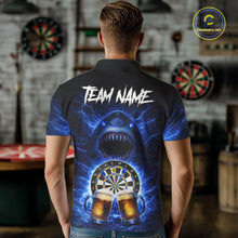Load image into Gallery viewer, Blue Horror Shark Cheer Beer &amp; Dartboard Men Darts Polo Shirt Custom Funny Dart Team Jersey NYN2617