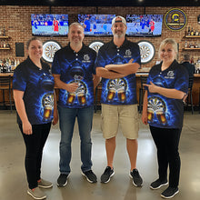 Load image into Gallery viewer, Blue Horror Shark Cheer Beer &amp; Dartboard Women Darts Polo Shirt Custom Funny Dart Team Jersey NYN2617