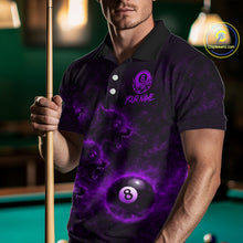 Load image into Gallery viewer, Horror Wolfs Purple Flames Smoke Pool 8 Ball Men Billiard Shirt Custom Ball Billiard Team Attire NYN2621