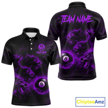 Load image into Gallery viewer, Horror Wolfs Purple Flames Smoke Pool 8 Ball Men Billiard Shirt Custom Ball Billiard Team Attire NYN2621