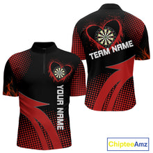 Load image into Gallery viewer, Red Dripping Heart Halftone Pattern Custom Dart Shirt For Men, Dart Team Jerseys NYN0219