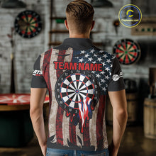 Load image into Gallery viewer, Dripping Dartboard Grunge US Flag Men's Darts Shirt - Custom Name For Dart Players NYN0420