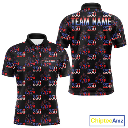 USA 250th anniversary mens golf polo shirt patriotic black golf top