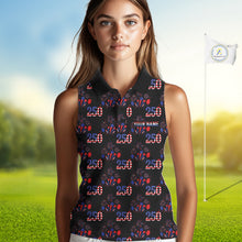 Load image into Gallery viewer, USA 250Th Anniversary Womens Golf Sleeveless Polo Shirt Custom Golf Pattern Patriotic Golf Tops |Black NYN3389