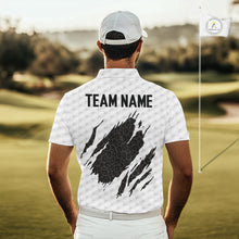 Load image into Gallery viewer, Black Leopard Pattern Mens Golf Polo Shirt Custom White Golf Ball Pattern Golf Team Outfits NYN3393