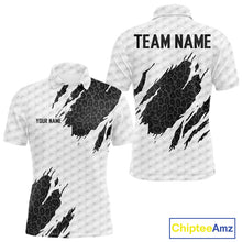 Load image into Gallery viewer, Black leopard mens golf polo shirt white golf ball golf outfit
