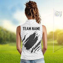 Load image into Gallery viewer, Black Leopard Pattern Womens Golf Sleeveless Polo Shirt Custom White Golf Ball Golf Team Outfits NYN3393