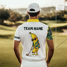 Load image into Gallery viewer, Custom Banaba Golfer Golf Ball Team Attire Tropical Monstera Golf Polo Golf Shirts For Men NYN3178