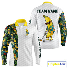 Load image into Gallery viewer, Custom Banaba Golfer Golf Ball Team Attire Tropical Monstera Golf Polo Golf Shirts For Men NYN3178