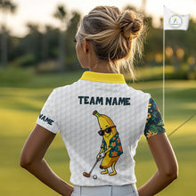 Load image into Gallery viewer, Custom Banaba Golfer Golf Ball Team Attire Tropical Monstera Golf Polo Golf Shirts For Women NYN3178