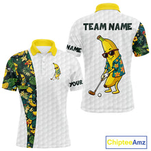 Load image into Gallery viewer, Custom Banaba Golfer Golf Ball Team Attire Tropical Monstera Golf Polo Golf Shirts For Men NYN3178