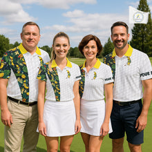 Load image into Gallery viewer, Custom Banaba Golfer Golf Ball Team Attire Tropical Monstera Golf Polo Golf Shirts For Men NYN3178